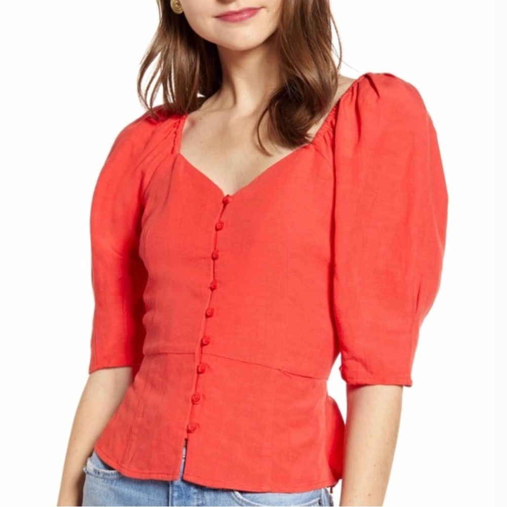 Something Navy Red Blouse